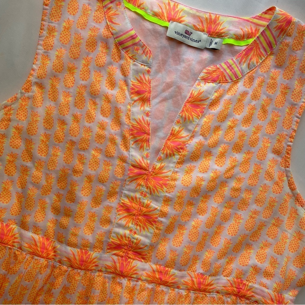 Vineyard Vines Pineapple Print Tiered Dress Medium